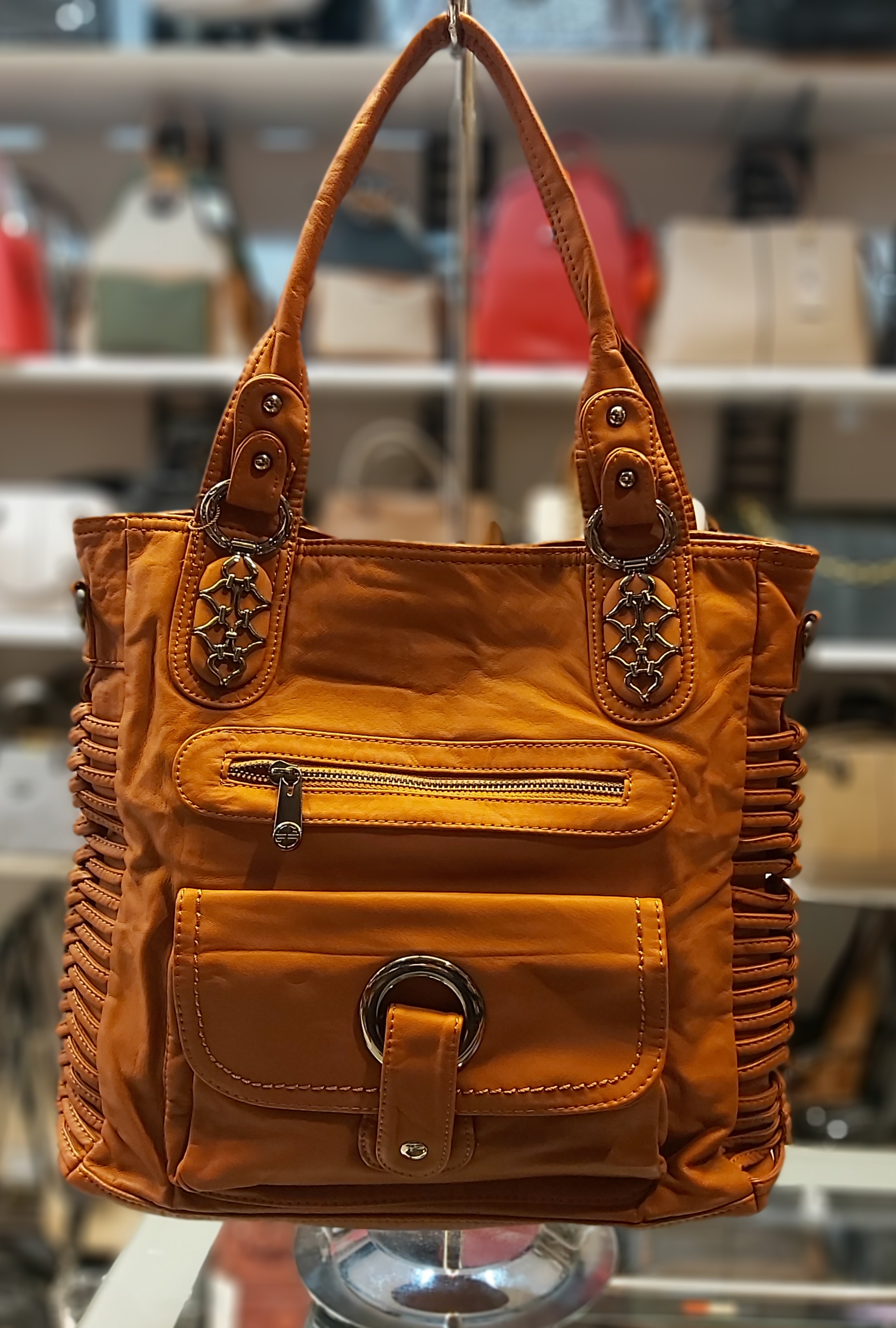 Bayan ithal Yıkama Deri Kol Çantası